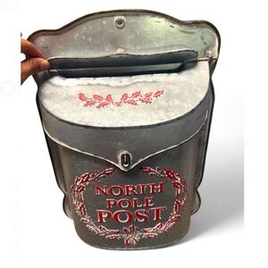 Michaels Silver and Red North Pole Post Mailbox